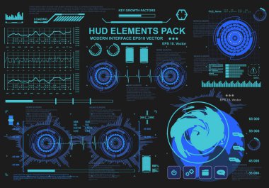 Gelecekçi mavi sanal grafik dokunmatik kullanıcı arayüzü