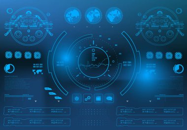 Gelecekçi mavi sanal grafik dokunmatik kullanıcı arayüzü