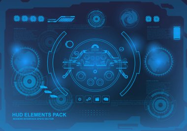 Gelecekçi mavi sanal grafik dokunmatik kullanıcı arayüzü