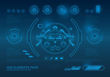 Gelecekçi mavi sanal grafik dokunmatik kullanıcı arayüzü