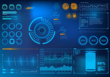Gelecekçi mavi sanal grafik dokunmatik kullanıcı arayüzü