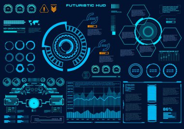 Gelecekçi mavi sanal grafik dokunmatik kullanıcı arayüzü