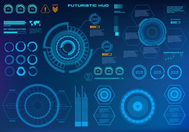 Gelecekçi mavi sanal grafik dokunmatik kullanıcı arayüzü