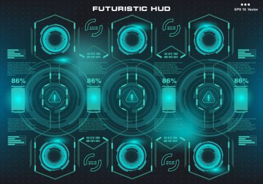 Gelecekçi mavi sanal grafik dokunmatik kullanıcı arayüzü