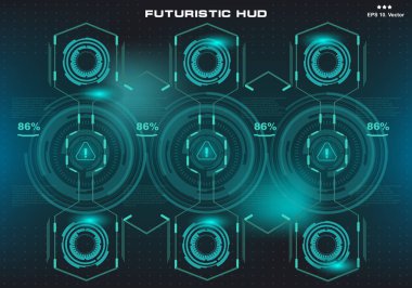 Gelecekçi mavi sanal grafik dokunmatik kullanıcı arayüzü