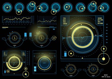 Gelecekçi mavi sanal grafik dokunmatik kullanıcı arayüzü