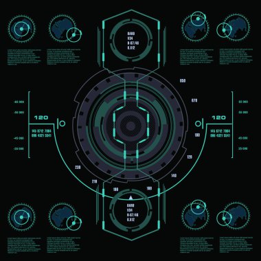 Gelecekçi mavi sanal grafik dokunmatik kullanıcı arayüzü