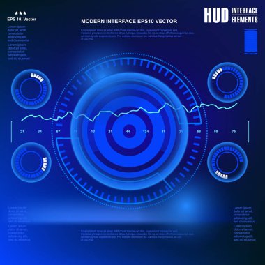 Gelecekçi mavi sanal grafik dokunmatik kullanıcı arayüzü