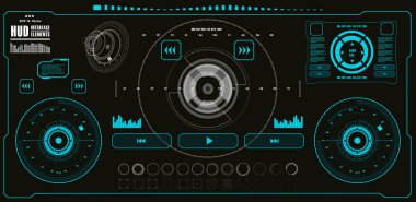 Gelecekçi mavi sanal grafik dokunmatik kullanıcı arayüzü
