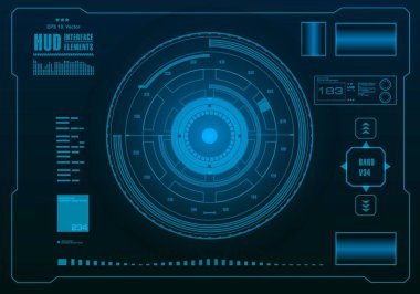 Gelecekçi mavi sanal grafik dokunmatik kullanıcı arayüzü