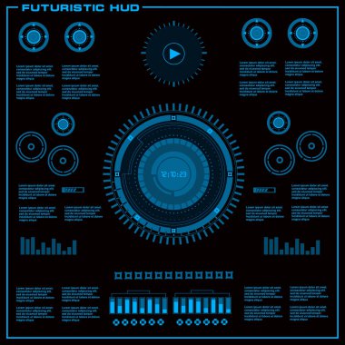 Gelecekçi mavi sanal grafik dokunmatik kullanıcı arayüzü