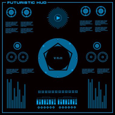 Gelecekçi mavi sanal grafik dokunmatik kullanıcı arayüzü