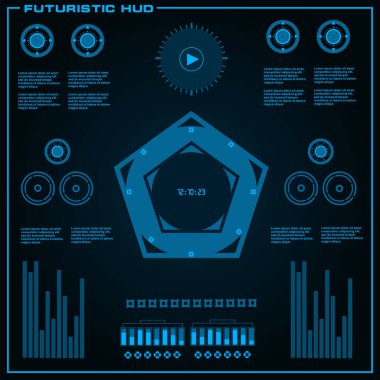 Gelecekçi mavi sanal grafik dokunmatik kullanıcı arayüzü