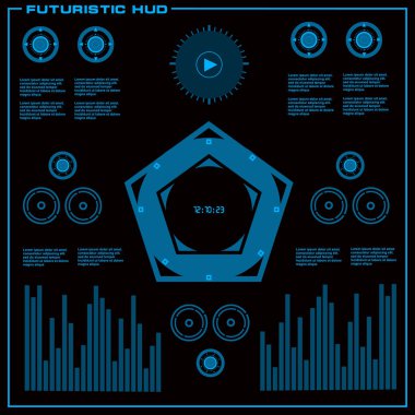 Gelecekçi mavi sanal grafik dokunmatik kullanıcı arayüzü