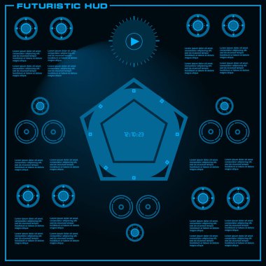 Gelecekçi mavi sanal grafik dokunmatik kullanıcı arayüzü