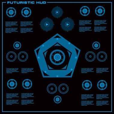 Gelecekçi mavi sanal grafik dokunmatik kullanıcı arayüzü