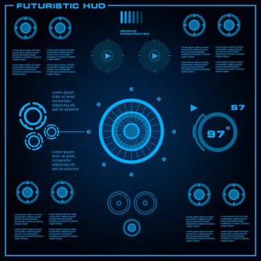 Gelecekçi mavi sanal grafik dokunmatik kullanıcı arayüzü