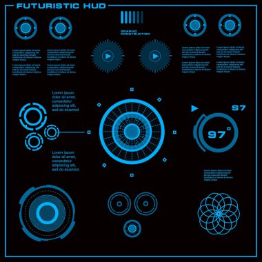 Gelecekçi mavi sanal grafik dokunmatik kullanıcı arayüzü