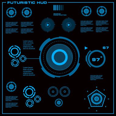 Gelecekçi mavi sanal grafik dokunmatik kullanıcı arayüzü