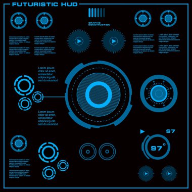 Gelecekçi mavi sanal grafik dokunmatik kullanıcı arayüzü