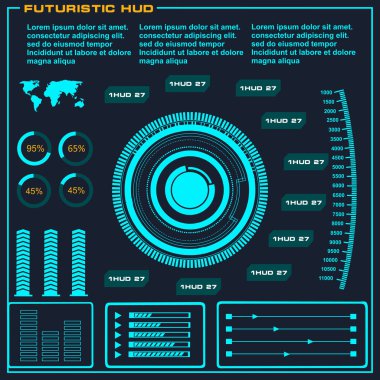 Gelecekçi mavi sanal grafik dokunmatik kullanıcı arayüzü