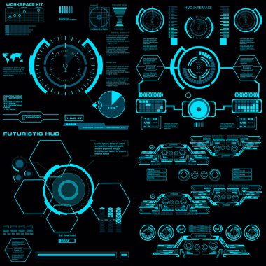 Gelecekçi mavi sanal grafik dokunmatik kullanıcı arayüzü