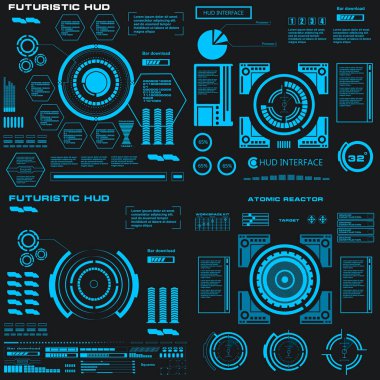Gelecekçi mavi sanal grafik dokunmatik kullanıcı arayüzü