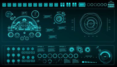 Gelecekçi yeşil sanal grafik dokunmatik kullanıcı arayüzü