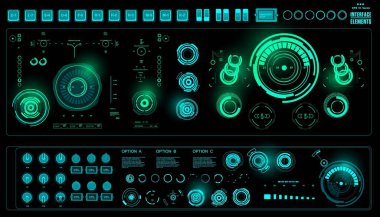 Gelecekçi yeşil sanal grafik dokunmatik kullanıcı arayüzü