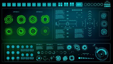 Gelecekçi yeşil sanal grafik dokunmatik kullanıcı arayüzü