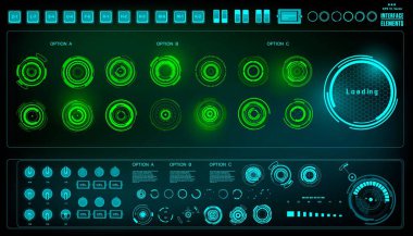 Gelecekçi yeşil sanal grafik dokunmatik kullanıcı arayüzü