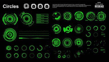 Gelecekçi yeşil sanal grafik dokunmatik kullanıcı arayüzü