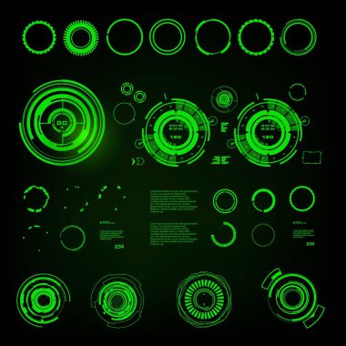 Gelecekçi yeşil sanal grafik dokunmatik kullanıcı arayüzü