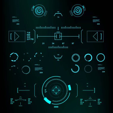 Gelecekçi mavi sanal grafik dokunmatik kullanıcı arayüzü