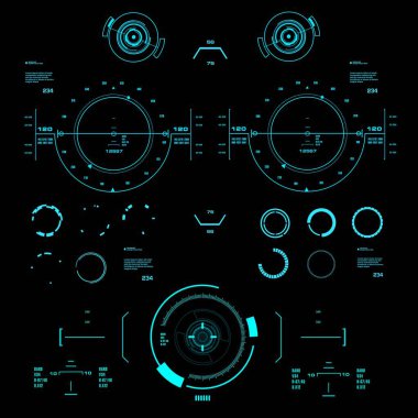 Gelecekçi mavi sanal grafik dokunmatik kullanıcı arayüzü
