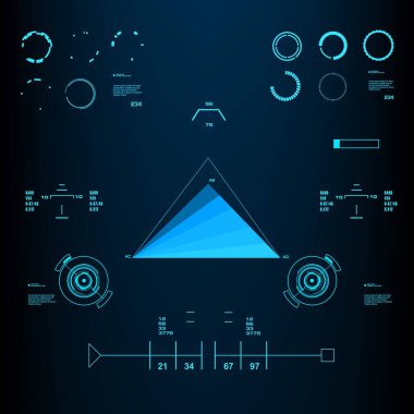 Gelecekçi mavi sanal grafik dokunmatik kullanıcı arayüzü