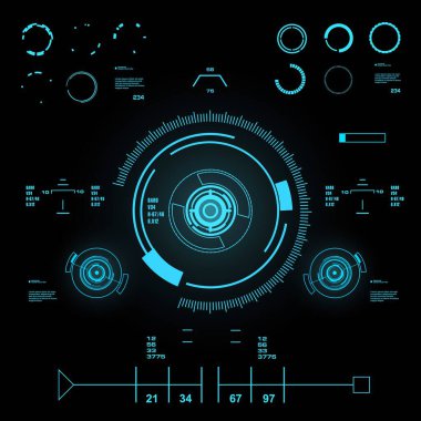 Gelecekçi mavi sanal grafik dokunmatik kullanıcı arayüzü