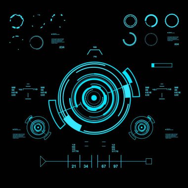 Gelecekçi mavi sanal grafik dokunmatik kullanıcı arayüzü