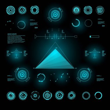 Gelecekçi mavi sanal grafik dokunmatik kullanıcı arayüzü