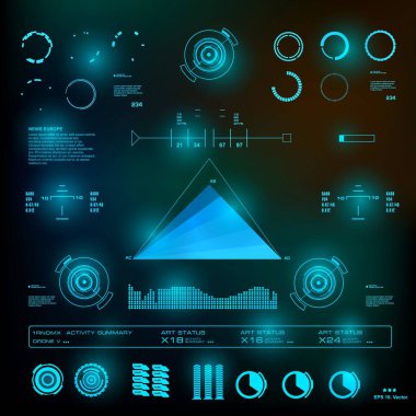 Gelecekçi mavi sanal grafik dokunmatik kullanıcı arayüzü