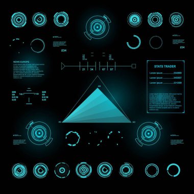 Gelecekçi mavi sanal grafik dokunmatik kullanıcı arayüzü