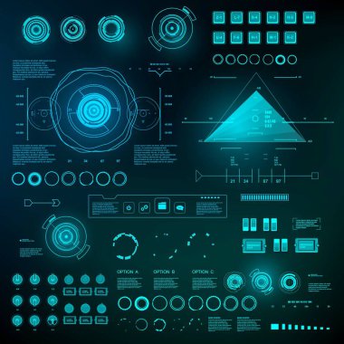 Gelecekçi mavi sanal grafik dokunmatik kullanıcı arayüzü