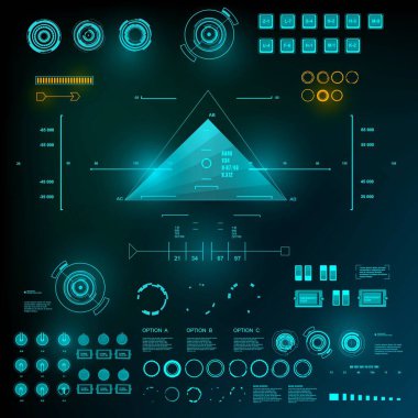 Gelecekçi mavi sanal grafik dokunmatik kullanıcı arayüzü