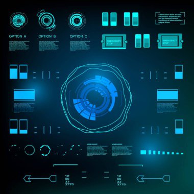 Gelecekçi mavi sanal grafik dokunmatik kullanıcı arayüzü