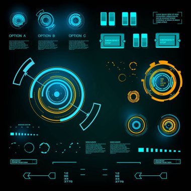 Gelecekçi mavi sanal grafik dokunmatik kullanıcı arayüzü