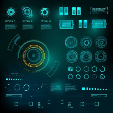 Gelecekçi mavi sanal grafik dokunmatik kullanıcı arayüzü