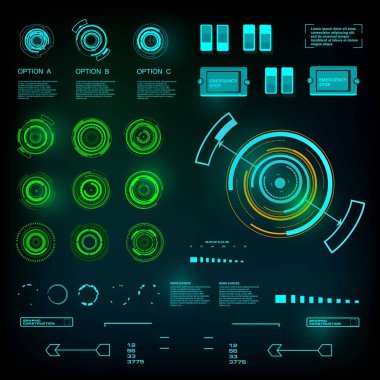 Gelecekçi mavi sanal grafik dokunmatik kullanıcı arayüzü
