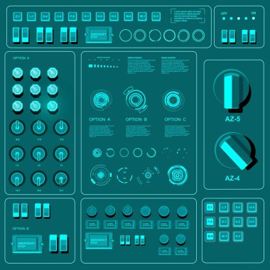 Gelecekçi mavi sanal grafik dokunmatik kullanıcı arayüzü