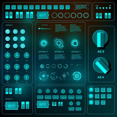 Gelecekçi mavi sanal grafik dokunmatik kullanıcı arayüzü
