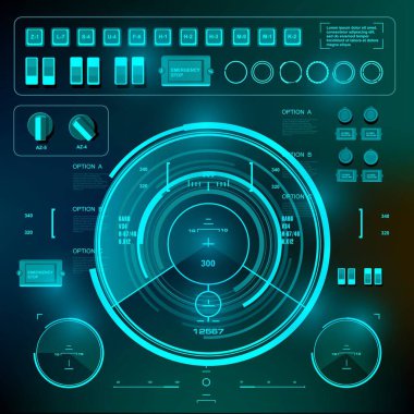 Gelecekçi yeşil sanal grafik dokunmatik kullanıcı arayüzü